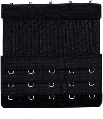 Dohope Elastic Bra Extender Strap 5 Hook 3 Row 3/4" plus Size Bra Extension Band 6pcs Bra Extenders (Black)