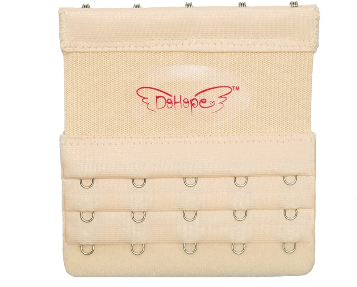 Dohope Elastic Bra Extender Strap 5 Hook 3 Row 3/4" plus Size Bra Extension Band