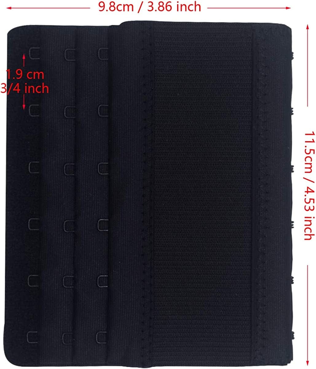 Dohope Elastic Bra Extender Strap 6 Hook 3 Row 3/4" plus Size Bra Extension Band 3pcs Bra Extenders (Black, White, Beige)