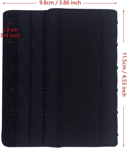Dohope Elastic Bra Extender Strap 6 Hook 3 Row 3/4" plus Size Bra Extension Band 3pcs Bra Extenders (Black, White, Beige)