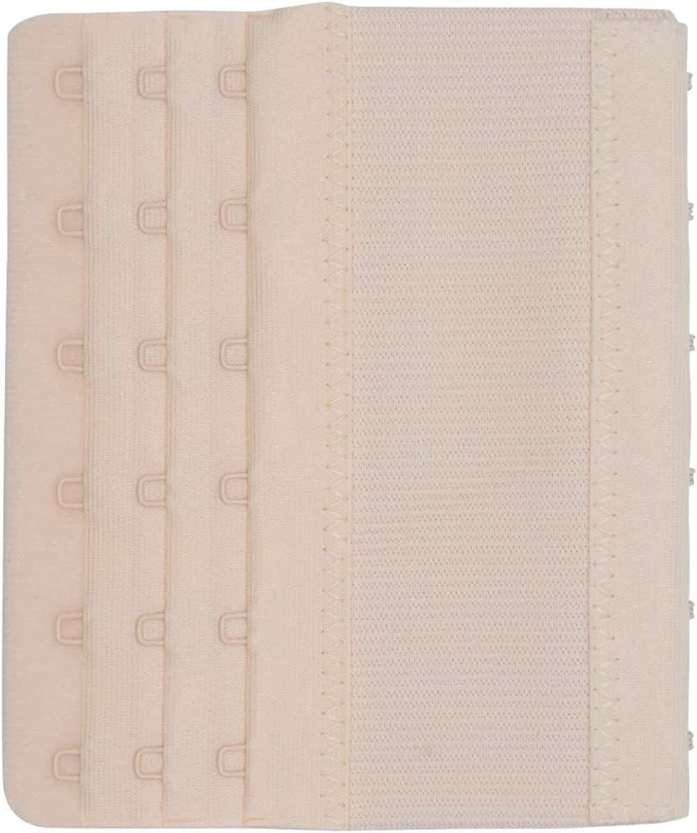 Dohope Elastic Bra Extender Strap 6 Hook 3 Row 3/4" plus Size Bra Extension Band 3pcs Bra Extenders (Black, White, Beige)