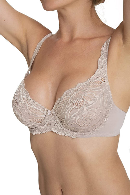 DORINA Angie Women Sexy Demi Full Cup Coverage Non Padded No Padding Underwire Lace Comfort Everyday Soft See through Bra