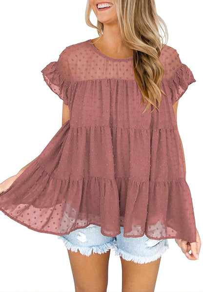 DOROSE Women'S Summer Top Ruffle Loose Casual Sleeveless Blouses Tops B_ Maroon / Small