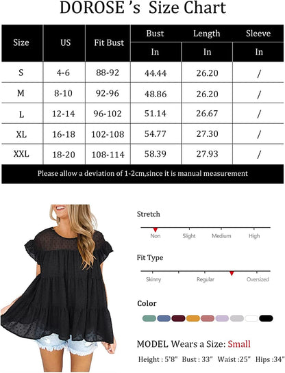 DOROSE Women'S Summer Top Ruffle Loose Casual Sleeveless Blouses Tops