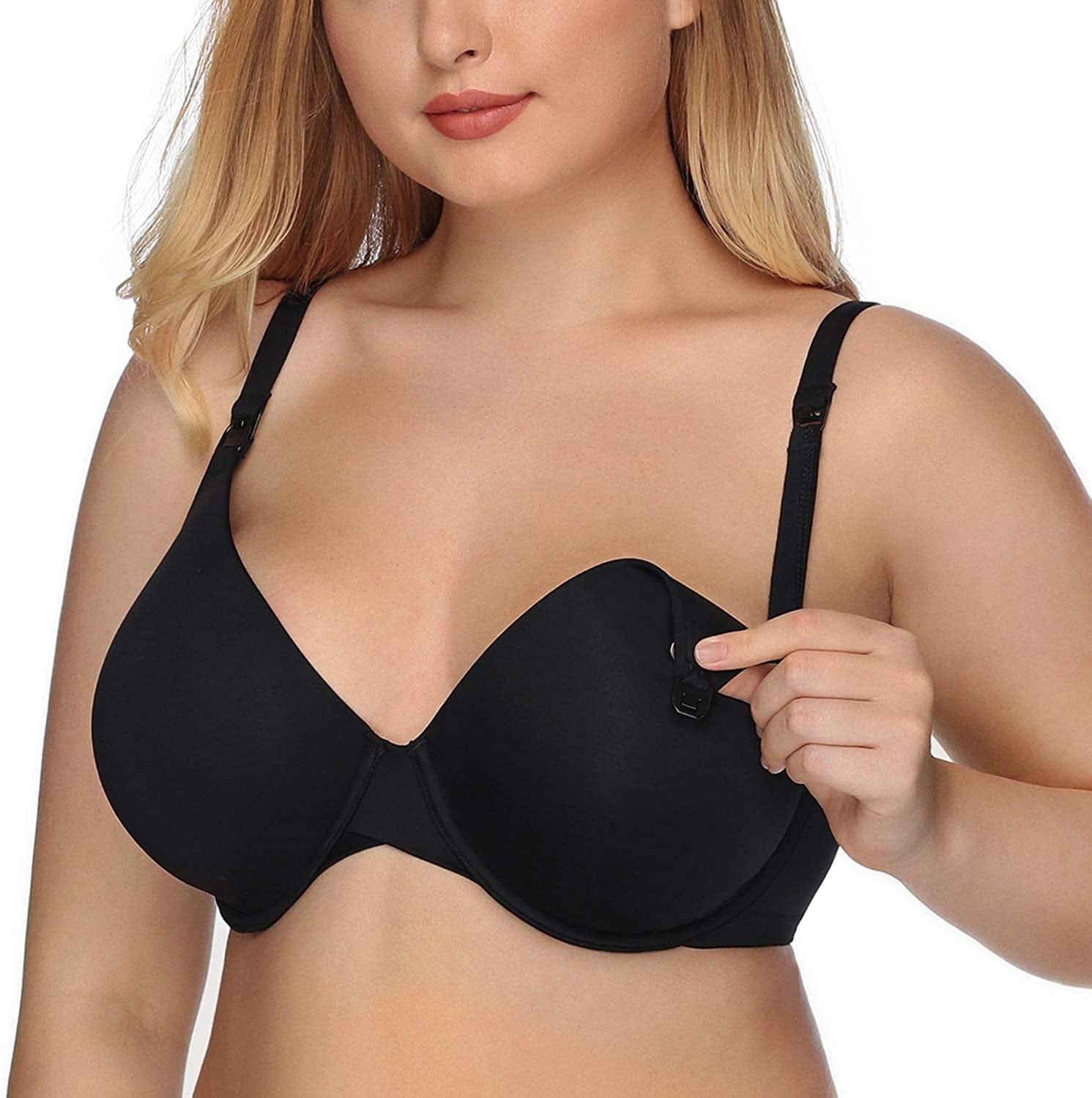 Dotvol Women'S Maternity Nursing Bras for Breastfeeding Clip Full Coverage Back Smoothing Underwire Criss Cross: Black / 42D