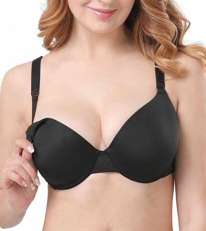 Dotvol Women'S Maternity Nursing Bras for Breastfeeding Clip Full Coverage Back Smoothing Underwire Seamless: Black / 38DDD