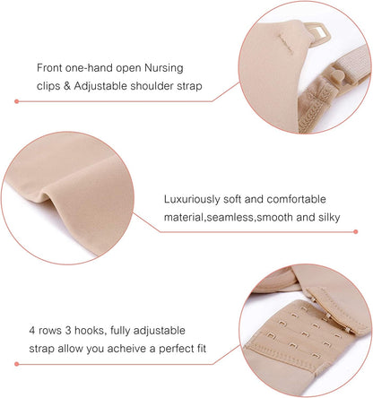 Dotvol Women'S Maternity Nursing Bras for Breastfeeding Clip Full Coverage Back Smoothing Underwire