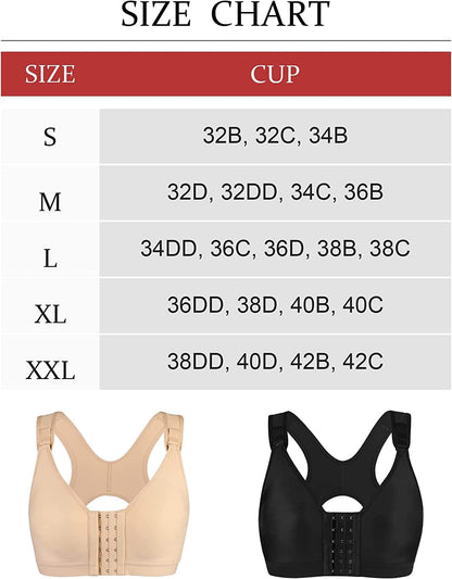Dotvol Women'S Wireless Post-Surgery Front Closure Brassiere Adjustable Wide Strap Bra