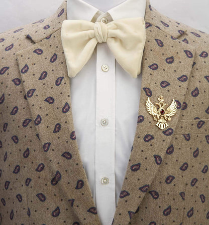 Double Headed Eagle with Winged Stone Detailing Lapel Pin Badge Coat Suit Jacket Wedding Gift Party Shirt Collar Accessories Brooch