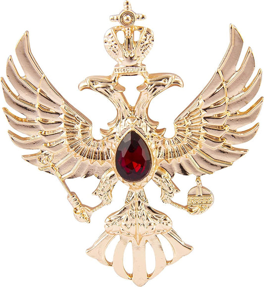 Double Headed Eagle with Winged Stone Detailing Lapel Pin Badge Coat Suit Jacket Wedding Gift Party Shirt Collar Accessories Brooch