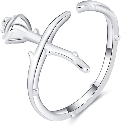 Double Leaf Wrap Rings for Women Dainty Zircon Rings Adjustable Hypoallergenic roseleaf