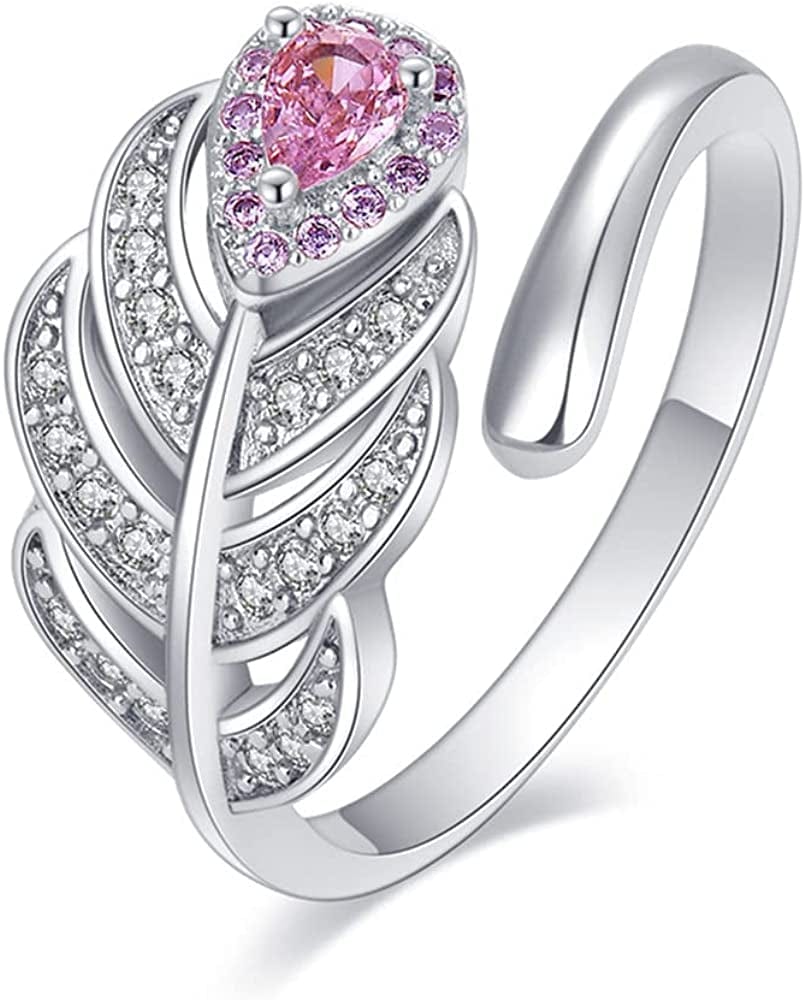 Double Leaf Wrap Rings for Women Dainty Zircon Rings Adjustable Hypoallergenic banana leaf
