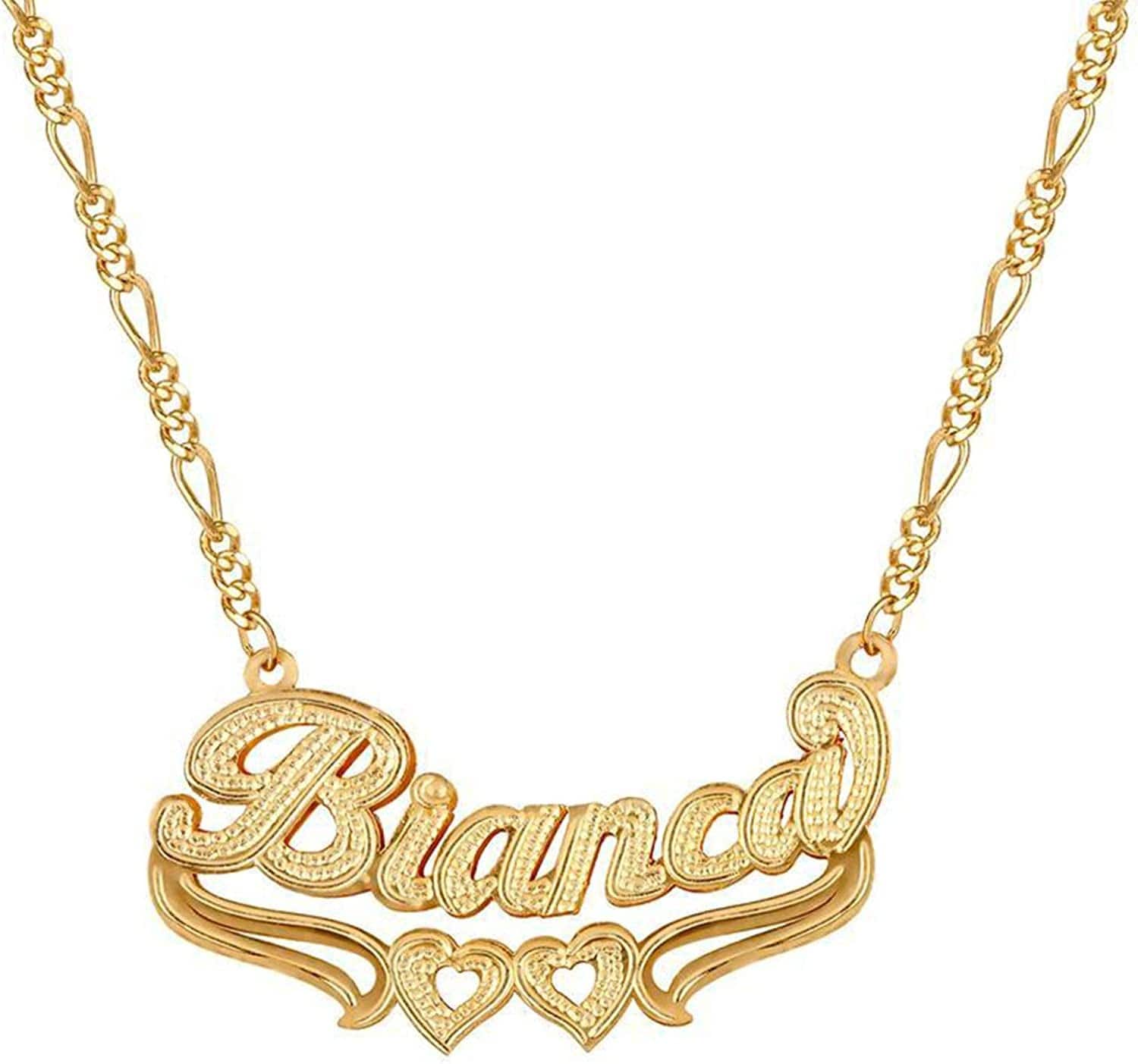 Double Plated Nameplate Name Necklace Custom Heart Necklace Personalized Two Tone Gold and Silver Custom Name Necklace for Women Teen Girls Jewelry Gift Gold Style 13