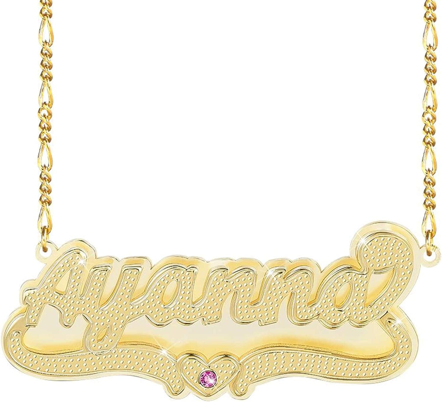 Double Plated Nameplate Name Necklace Custom Heart Necklace Personalized Two Tone Gold and Silver Custom Name Necklace for Women Teen Girls Jewelry Gift Gold Style 14