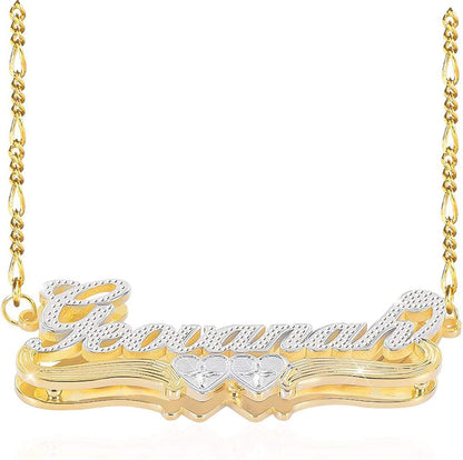 Double Plated Nameplate Name Necklace Custom Heart Necklace Personalized Two Tone Gold and Silver Custom Name Necklace for Women Teen Girls Jewelry Gift B2-Gold and Silver Necklace with Crown