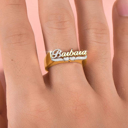 Double Plated Nameplate Name Necklace Custom Heart Necklace Personalized Two Tone Gold and Silver Custom Name Necklace for Women Teen Girls Jewelry Gift