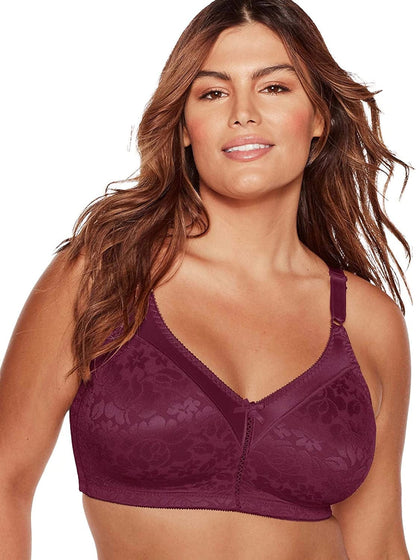 Double Support Wireless Bra, Lace Bra with Stay-In-Place Straps, Full-Coverage Wirefree Bra, Tagless for Everyday Wear Sparkling Purple / 40D