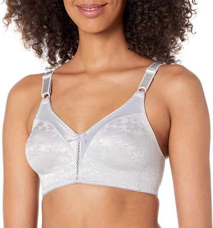 Double Support Wireless Bra, Lace Bra with Stay-In-Place Straps, Full-Coverage Wirefree Bra, Tagless for Everyday Wear Crystal Grey / 36C