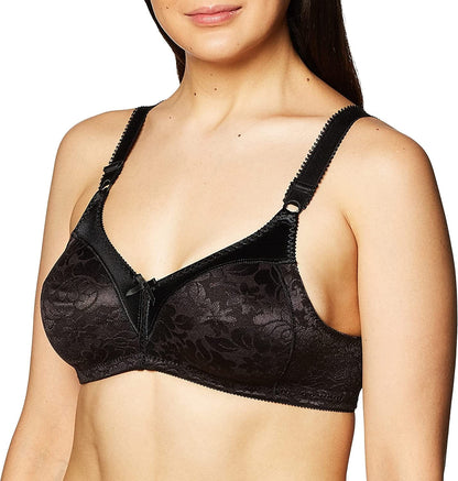 Double Support Wireless Bra, Lace Bra with Stay-In-Place Straps, Full-Coverage Wirefree Bra, Tagless for Everyday Wear