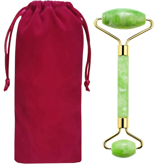 (Drawstring Pouch) Authentic Natural Stone Jade Roller for Face Eyes Neck Body Tool Jade Facial Roller anti Aging Skin Care Facial Massage Roller Noiseless Health & Beauty > Personal Care > Cosmetics > Cosmetic Tools > Skin Care Tools N/D   