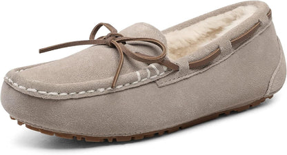 DREAM PAIRS Women'S House Slippers Indoor Outdoor Moccasin Fuzzy Fluffy Furry Loafers Suede Leather Warm Shoes