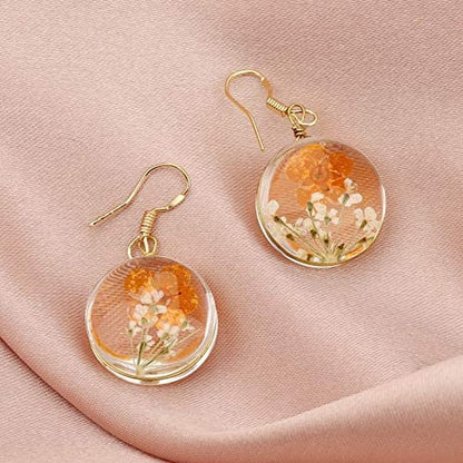 Dried Flower Earring Pressed Flower Jewelry Boho Sunflower Earring Set Pressed Wild Flower Pendant Gift for Her