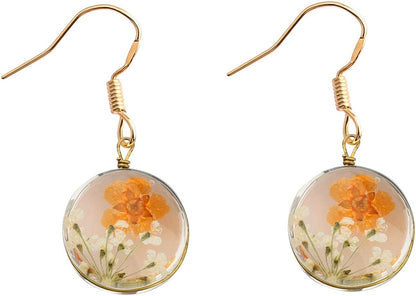 Dried Flower Earring Pressed Flower Jewelry Boho Sunflower Earring Set Pressed Wild Flower Pendant Gift for Her Sunflower Earring Set