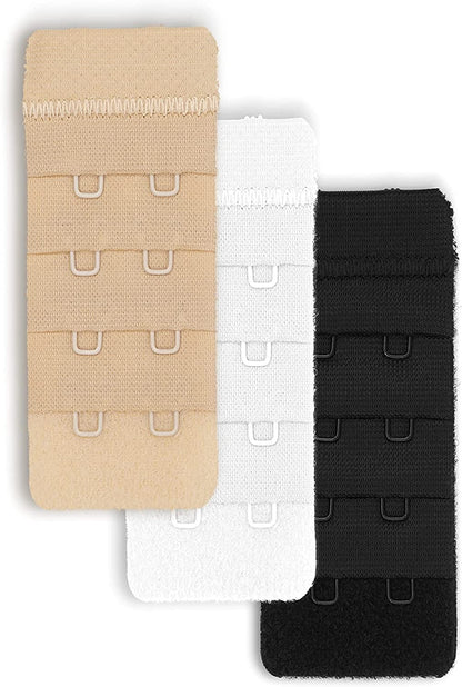 Dritz Back Bra Extenders, White, Beige, Black 3 Count