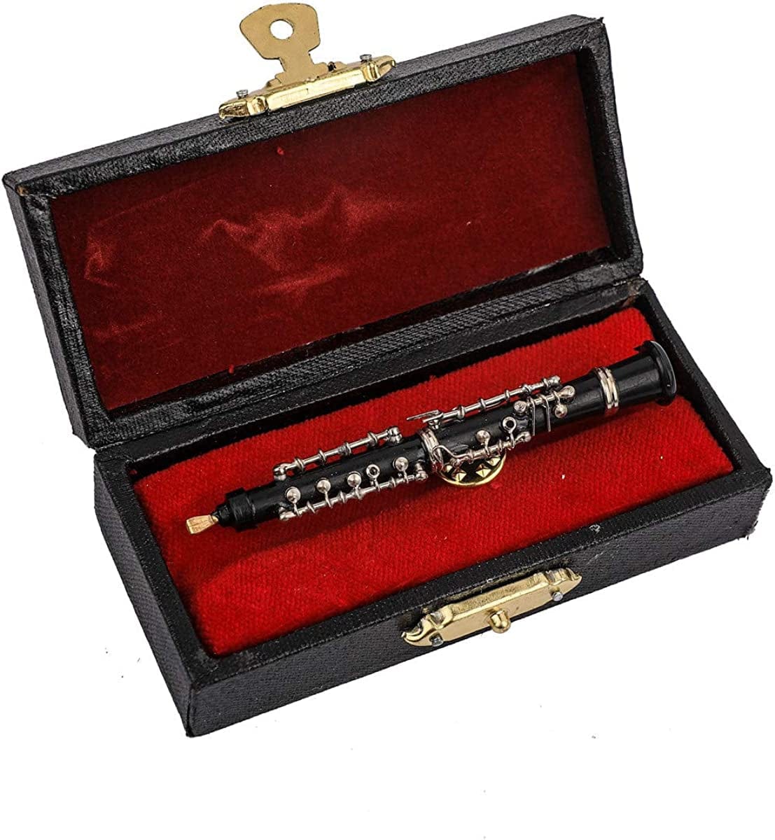 Dselvgvu Miniature Musical Instrument Fashion Lapel Brooch Pin with Red Velvet Lined Instrument Case Musical Gift Birthday Gift 2.87" Oboe Pin