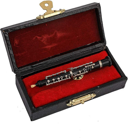 Dselvgvu Miniature Musical Instrument Fashion Lapel Brooch Pin with Red Velvet Lined Instrument Case Musical Gift Birthday Gift 2.87" Oboe Pin