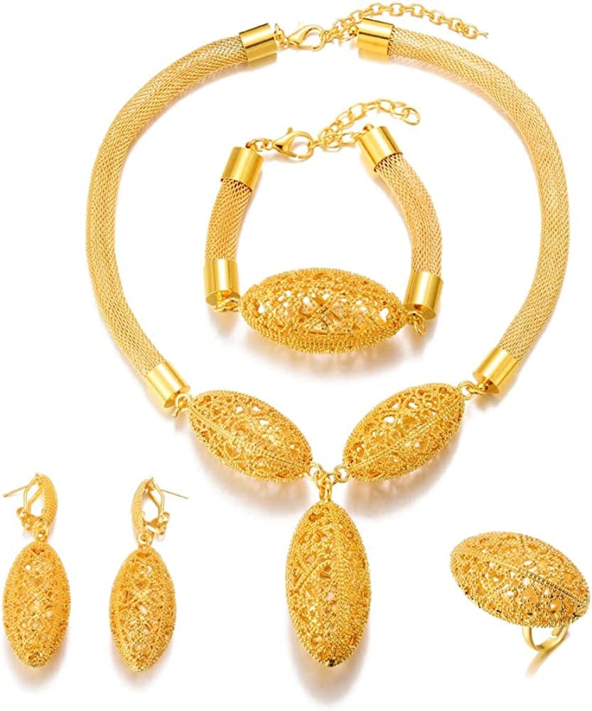 Dubai 24K Gold Plated Jewelry Sets for Women African Wedding Engagement Gifts Party Jewellery Sets SJ-384