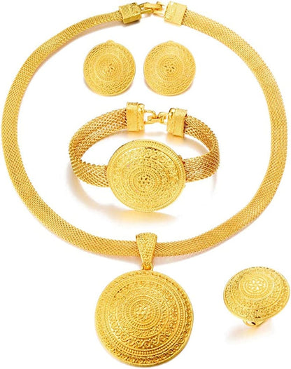 Dubai 24K Gold Plated Jewelry Sets for Women African Wedding Engagement Gifts Party Jewellery Sets SJ-387