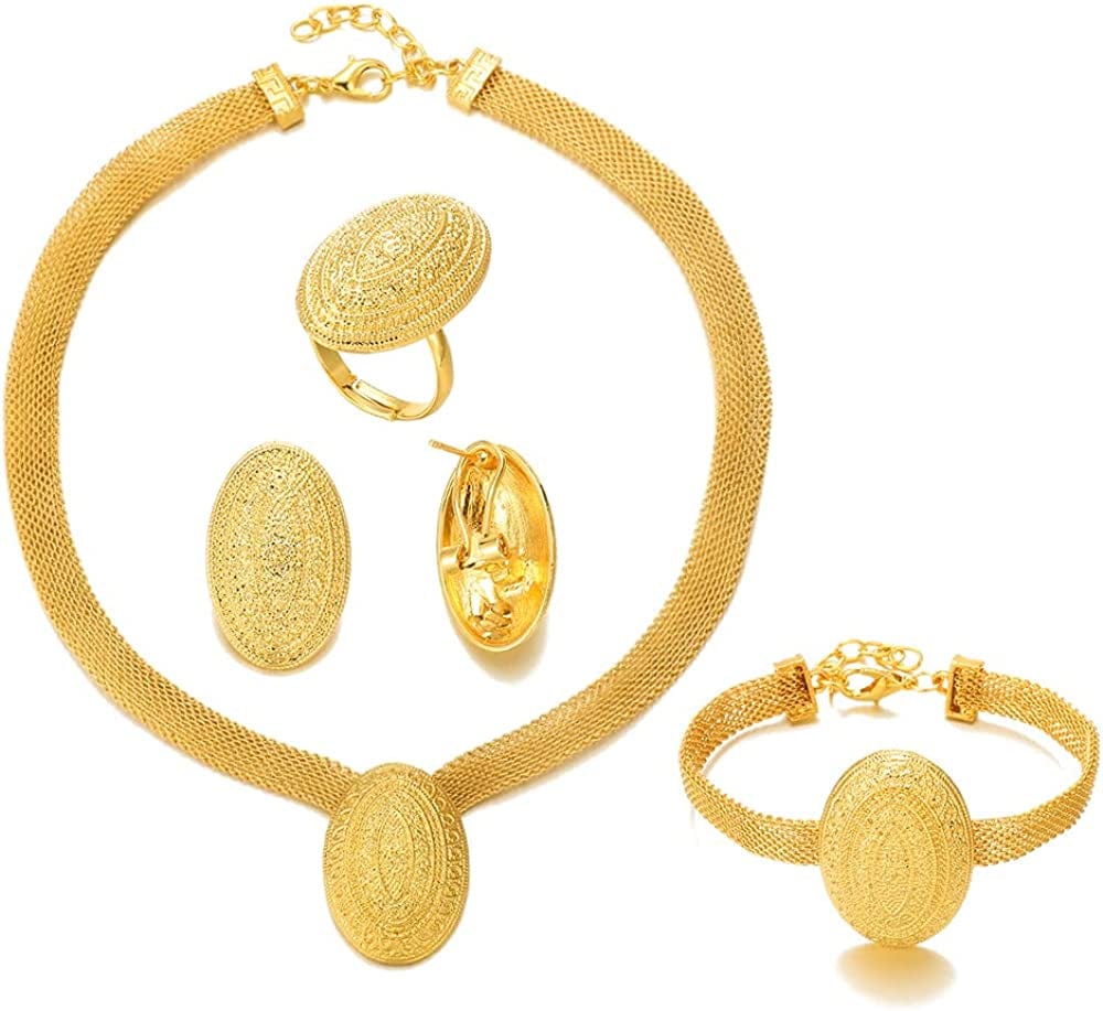 Dubai 24K Gold Plated Jewelry Sets for Women African Wedding Engagement Gifts Party Jewellery Sets SJ-497