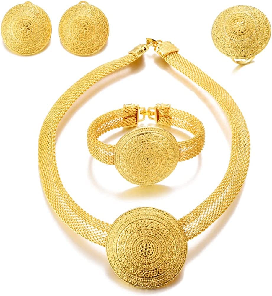 Dubai 24K Gold Plated Jewelry Sets for Women African Wedding Engagement Gifts Party Jewellery Sets SJ-383