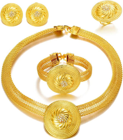 Dubai 24K Gold Plated Jewelry Sets for Women African Wedding Engagement Gifts Party Jewellery Sets SJ-382