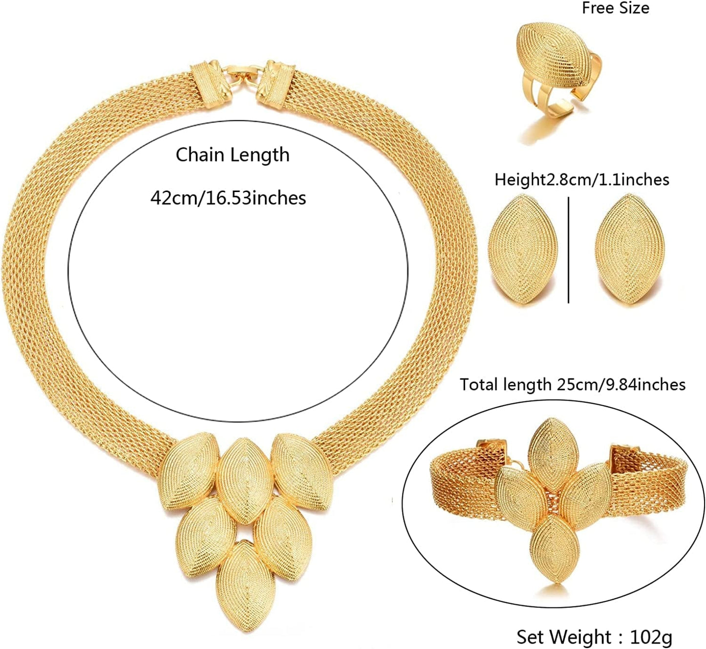Dubai 24K Gold Plated Jewelry Sets for Women African Wedding Engagement Gifts Party Jewellery Sets
