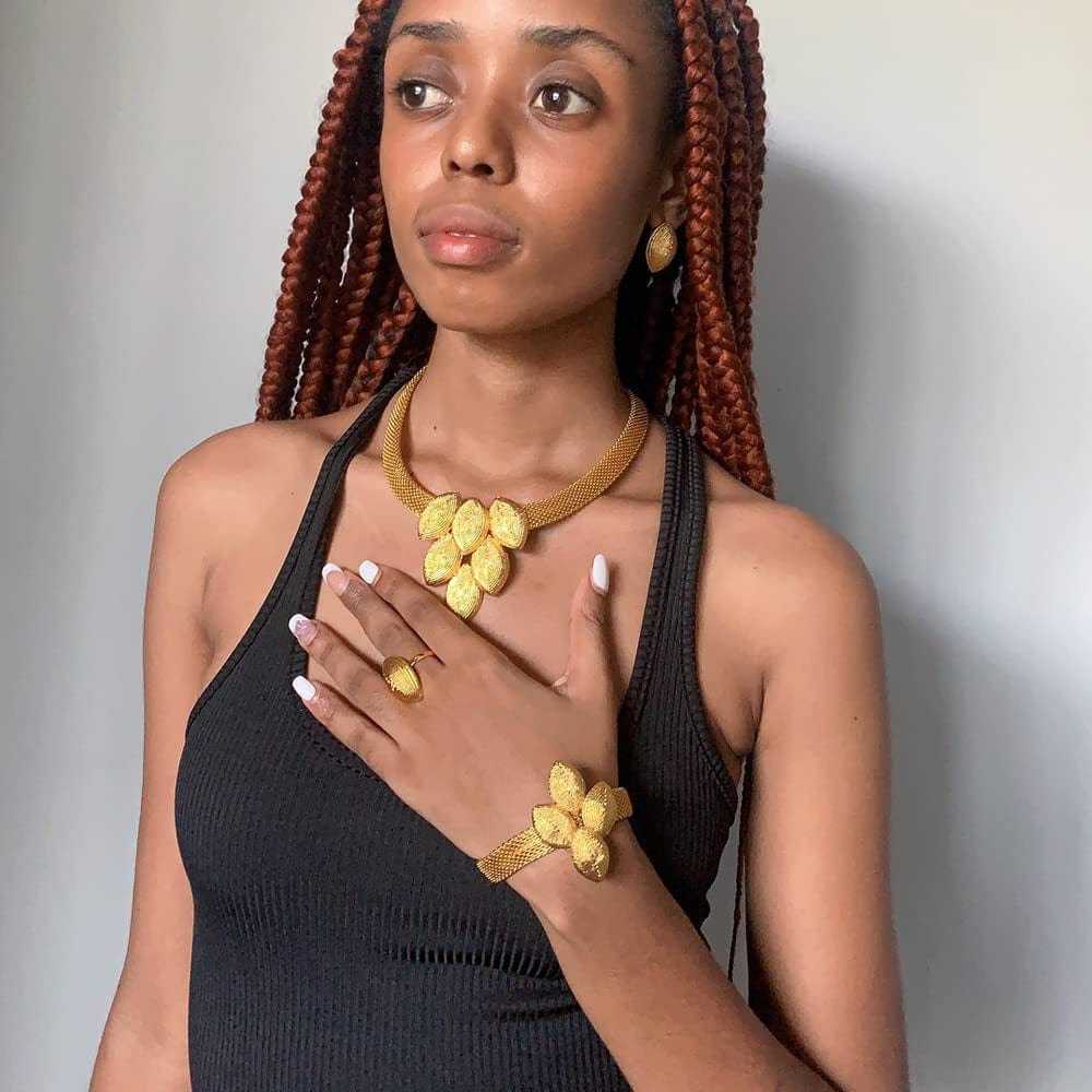 Dubai 24K Gold Plated Jewelry Sets for Women African Wedding Engagement Gifts Party Jewellery Sets