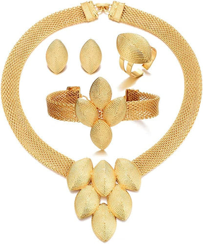 Dubai 24K Gold Plated Jewelry Sets for Women African Wedding Engagement Gifts Party Jewellery Sets SJ-328