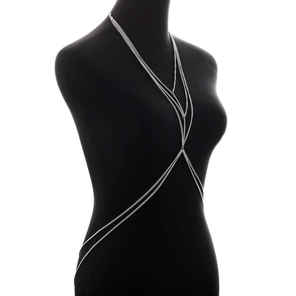 Bounzhi Harness Body Chain Bra Sexy Silver Body Jewelry Necklace Bikini Chains for Women and Girls(Silver), Free Sizes, B-015 Apparel & Accessories > Jewelry > Body Jewelry Bounzhi   