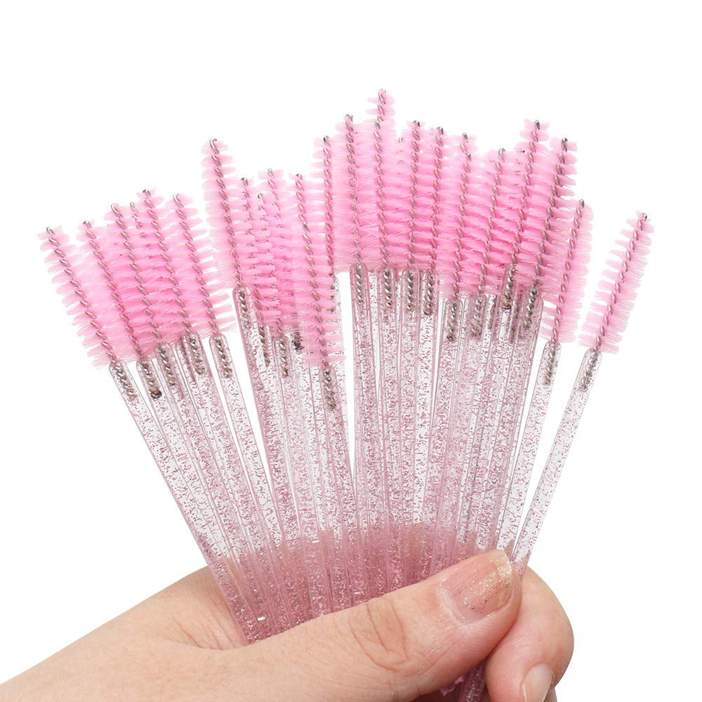 Mekupeu 300 Pack Mascara Wands Disposable Eyelash Brushes for Extensionss Eye Lash Applicator Makeup Tool Kit, Crystal Light Pink/Pink Health & Beauty > Personal Care > Cosmetics > Cosmetic Tools > Makeup Tools Mekupeu   