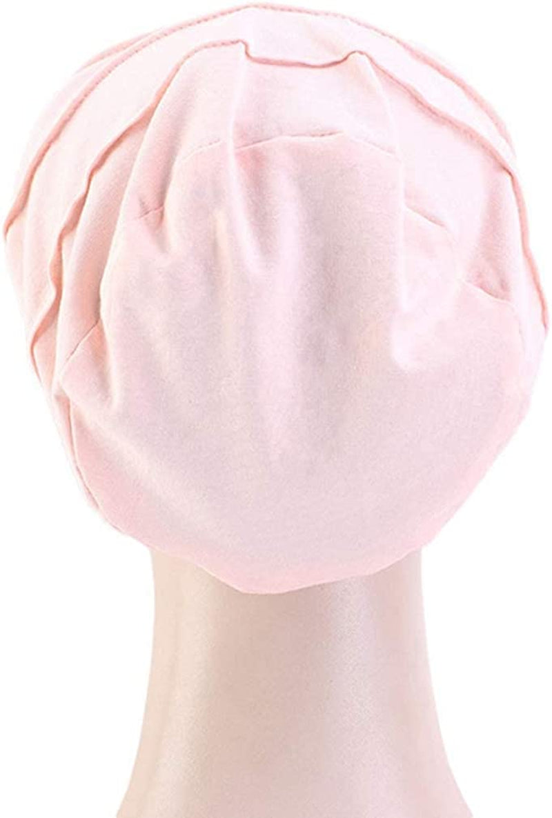 Ever Fairy 3 Colors Chemo Cancer Head Scarf Hat Cap Ethnic Cloth Print Turban Headwear Women Women'S Ruffle Beanie Scarf (Black+Gray+Pink) Apparel & Accessories > Clothing Accessories > Headwear Ever Fairy   