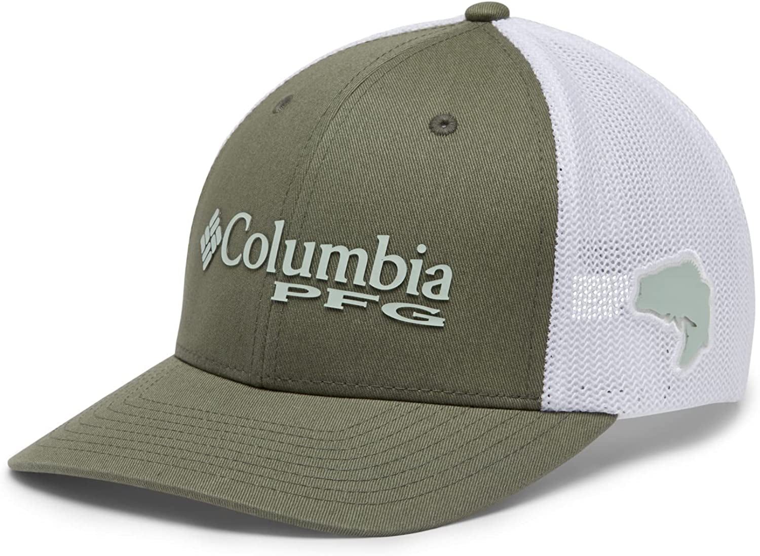 Columbia PFG Logo Mesh Ball Cap-High Crown Apparel & Accessories > Clothing Accessories > Hats Columbia Cypress/Cool Green/Bass XX-Large 