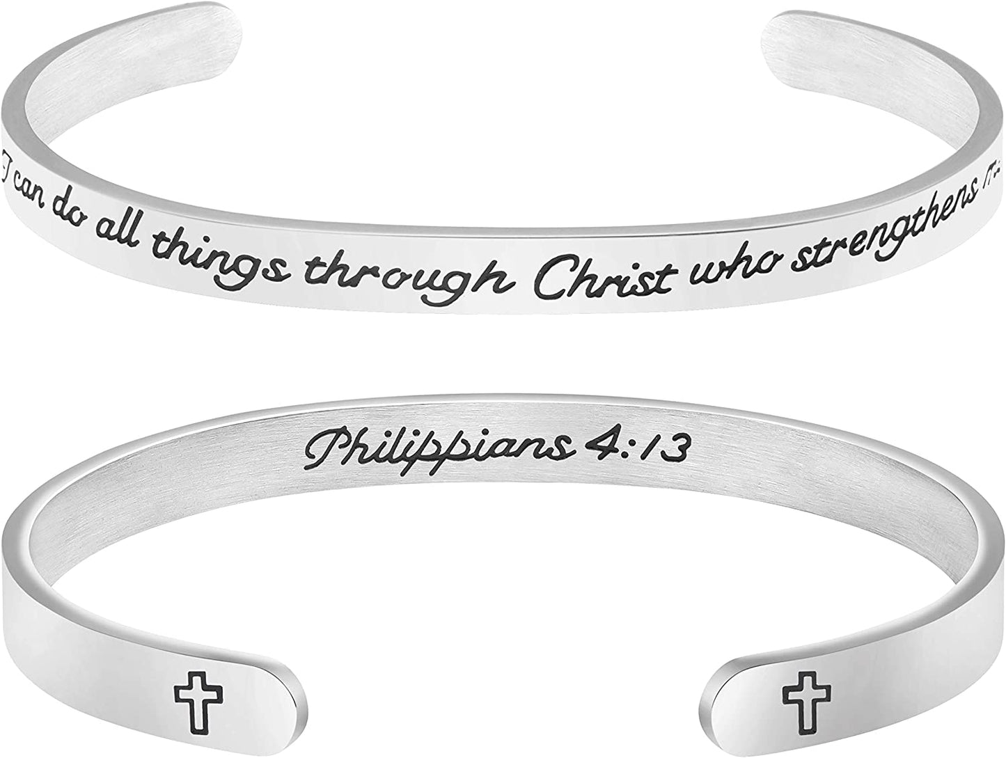 Christian Bracelets for Women Inspirational Gifts Bible Verse Religious Faith Jewelry Cuff Bracelet Mothers Day Christmas Birthday Jewelry for Her Mother Daughter Apparel & Accessories > Jewelry > Bracelets Memgift Philippians 4:13-I can do all things through Christ who strengthens me  