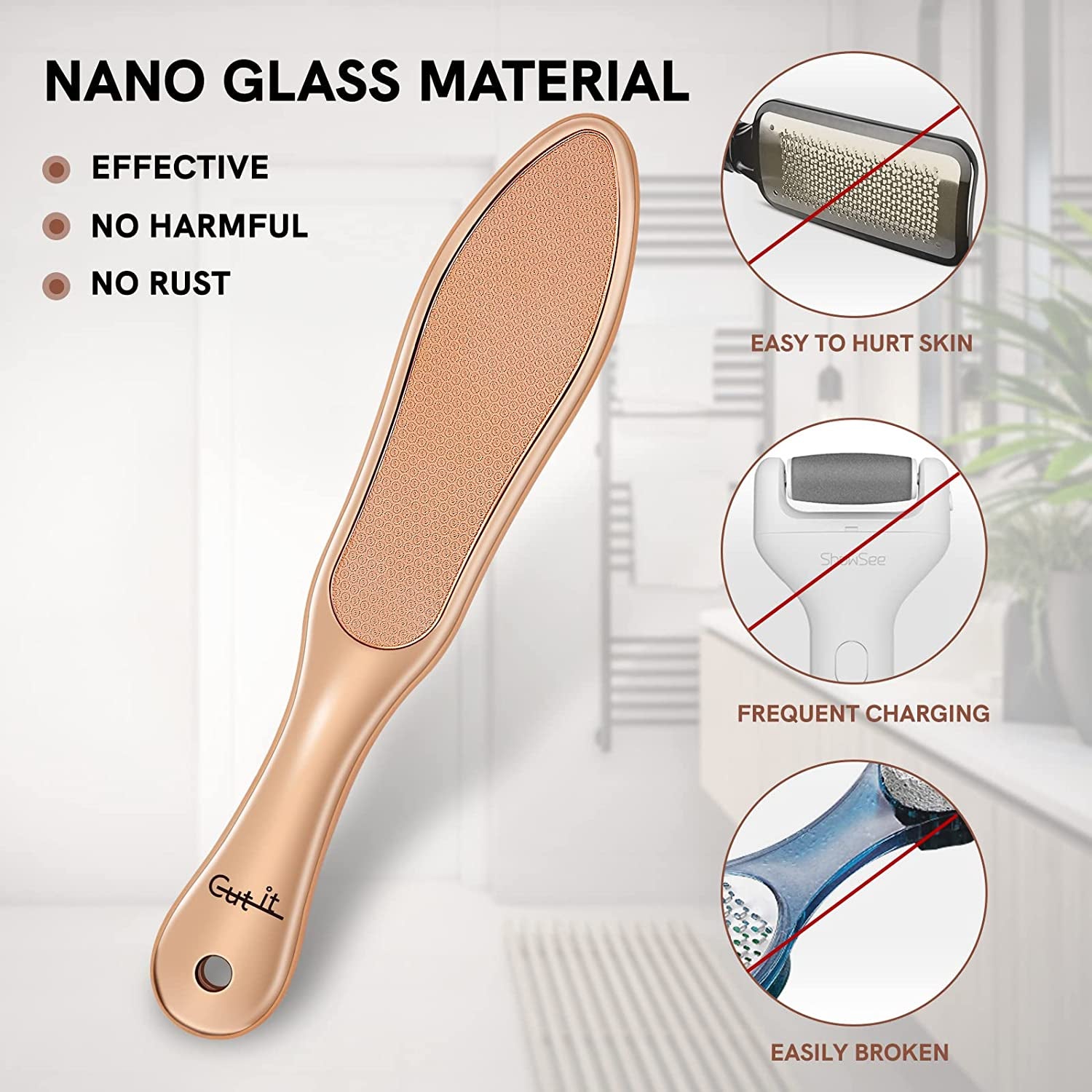 Glass Pedicure Foot File - Coarse/Fine Double Side Nano Glass Surface, Dead Hard Skin Remover, Cuticle Callus Removal, Professional Foot Care, Both Wet and Dry Using Health & Beauty > Personal Care > Foot Care Cut it   