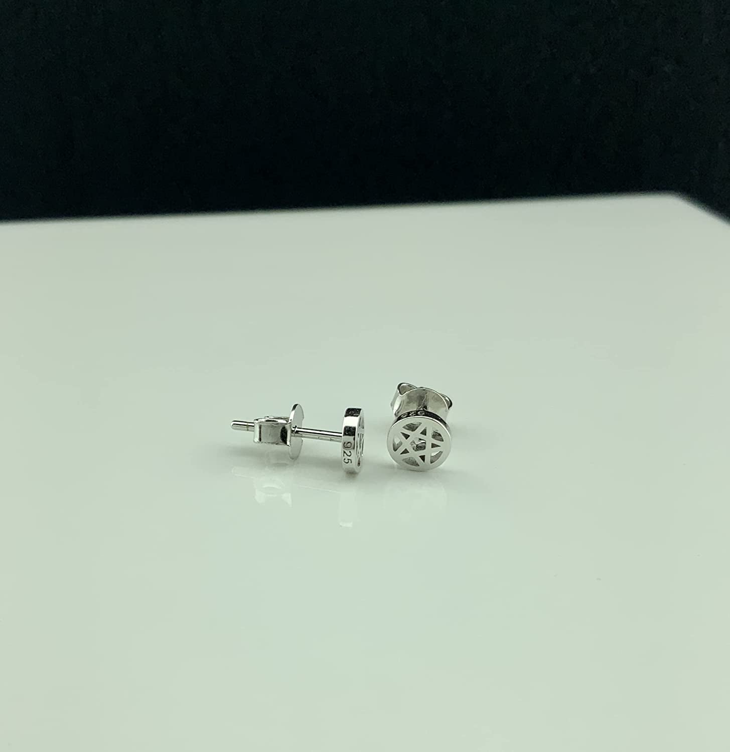 Silvercloseout 925 Sterling Silver Small Pentacle Star Studs Pentagram Stud Earrings for Women & Girls Apparel & Accessories > Jewelry > Earrings SILVERCLOSEOUT   