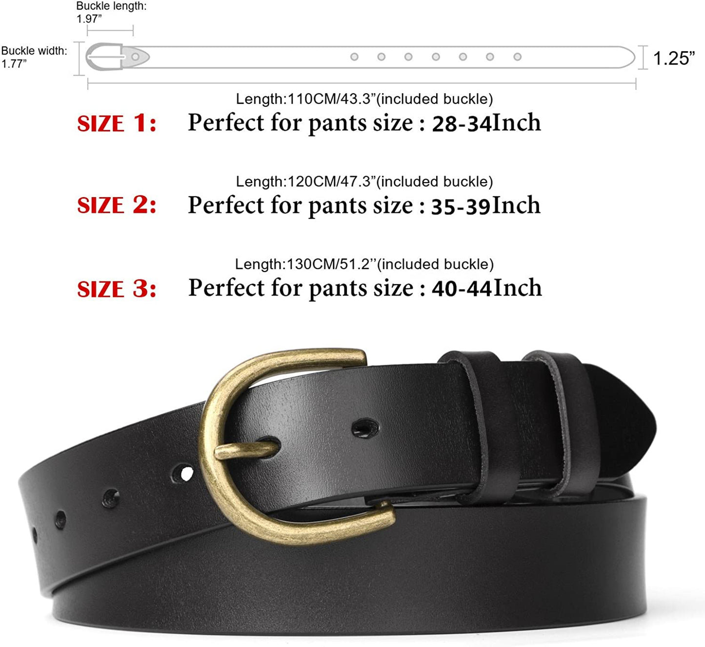 Women Leather Belt for Pants Dress Jeans Waist Belt with Brushed Alloy Buckle by WHIPPY Apparel & Accessories > Clothing Accessories > Belts WHIPPY   
