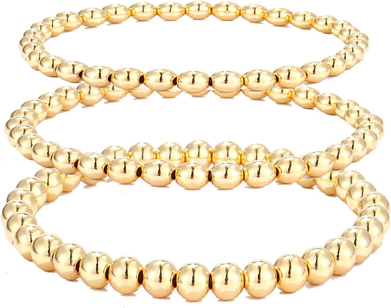 Colorful Beaded Bracelet for Women Heishi Bracelet Set Assorted Gold Bead Stackable Stretch Strand Bracelet Apparel & Accessories > Jewelry > Bracelets WETMT Gold 18k  