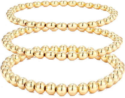 Colorful Beaded Bracelet for Women Heishi Bracelet Set Assorted Gold Bead Stackable Stretch Strand Bracelet Apparel & Accessories > Jewelry > Bracelets WETMT Gold 18k  