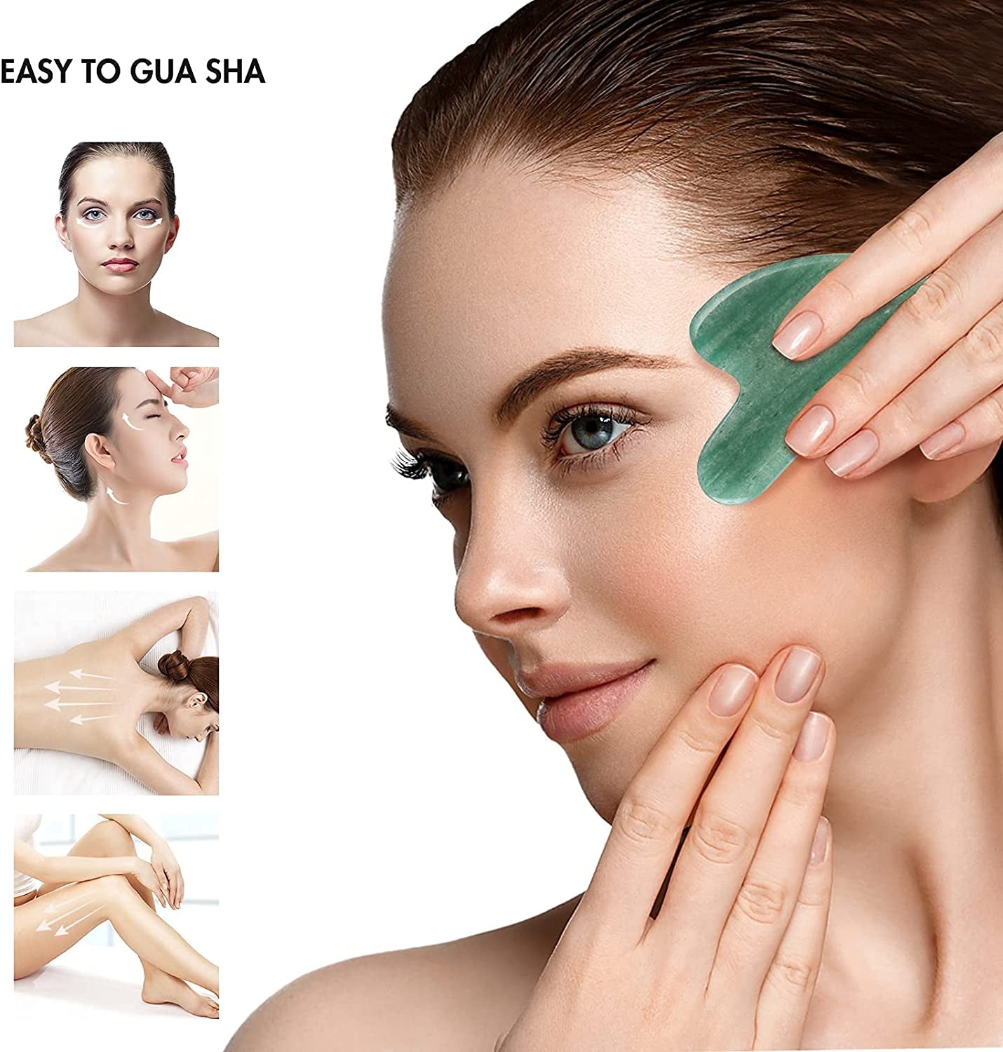 Natural Jade Gua Sha Stone for Massage, Gua Sha Facial Tools, Spa, Acupuncture, Therapy, Jade Gua Sha Scraping Tool Health & Beauty > Personal Care > Cosmetics > Cosmetic Tools > Skin Care Tools KUTOLAKI   
