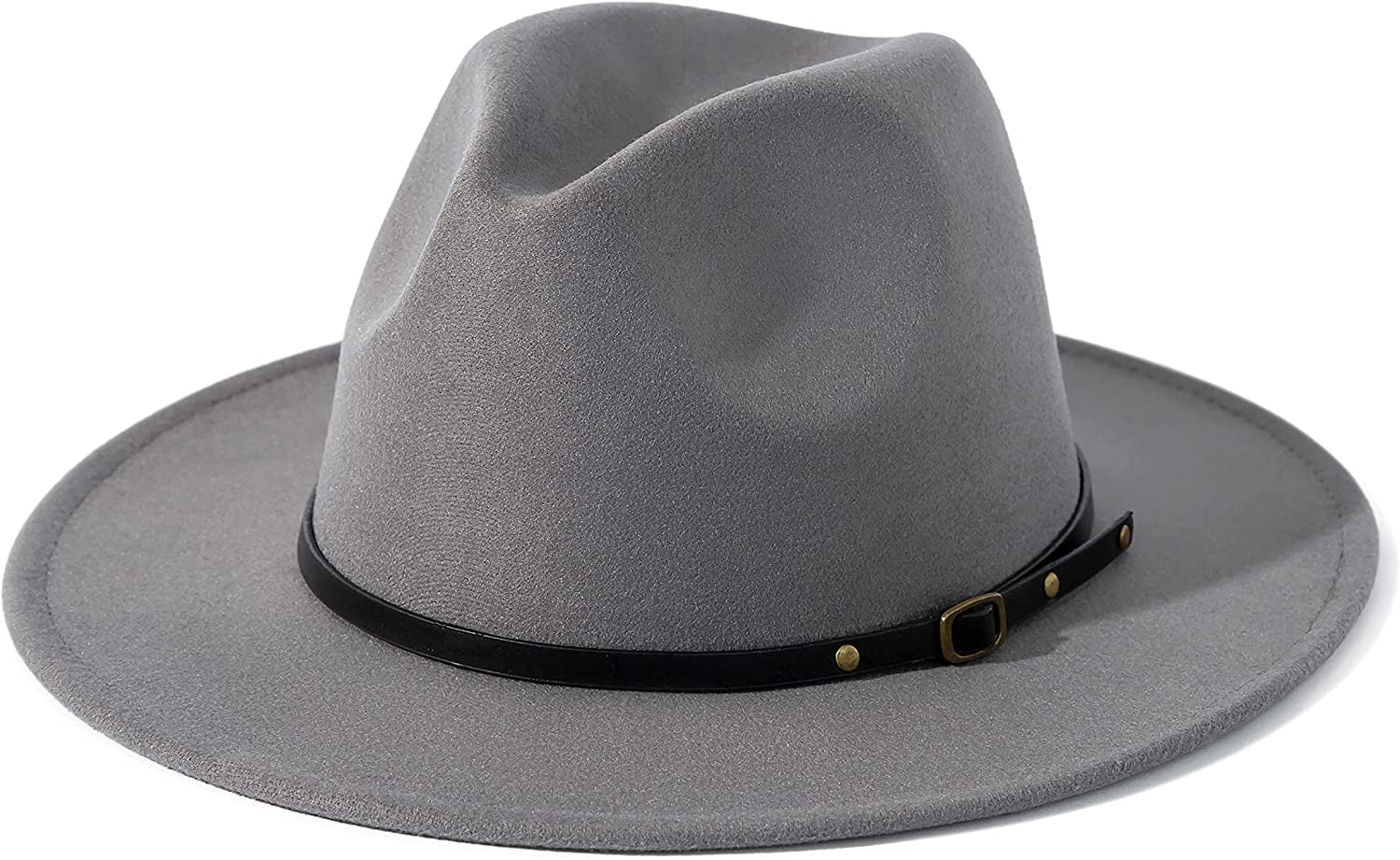 Lisianthus Women Belt Buckle Fedora Hat Apparel & Accessories > Clothing Accessories > Hats Lisianthus Light Grey  